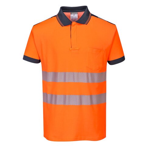 Portwest T180 Polo m/c de alta visibilidad PW3 Orange/Marine - Talla 4XL