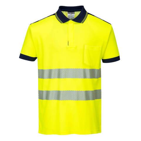 Portwest T180 Polo m/c de alta visibilidad PW3 Jaune/Marine - Talla XS