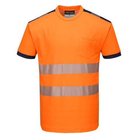 Portwest T181 Camiseta m/c de alta visibilidad PW3 Orange/Marine - Talla 5XL