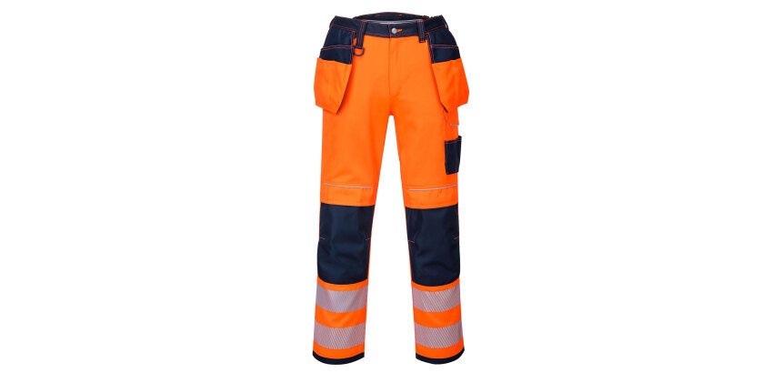 Portwest T501 Pantalon HV PW3 poches flottantes Orange/Marine - Taille 38 - Standard