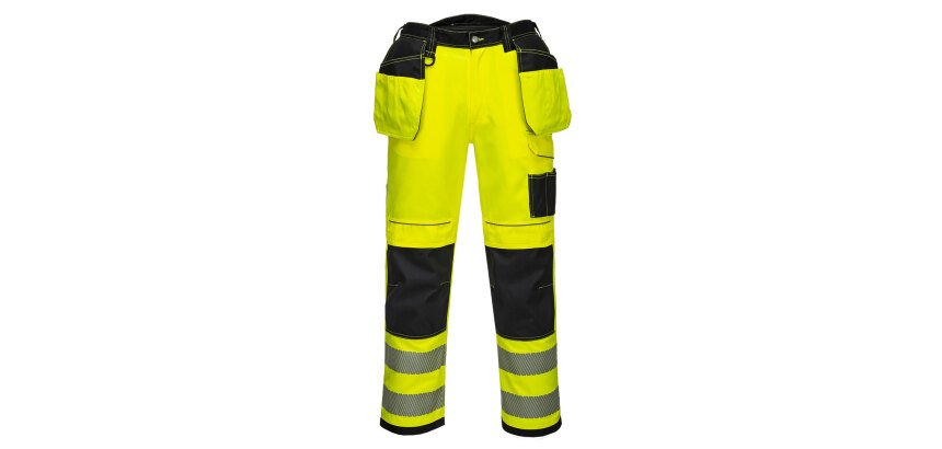 Portwest T501 Pantalon HV PW3 poches flottantes Jaune/Noir Short - Taille 34 - Court