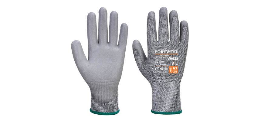 Portwest VA622 MR Anti-Cut PU Coated Vending Glove for vending machines - Grey - Pair - Size XXL