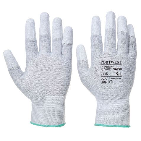 Portwest VA198 Vending Fingertip-Handschuh, antistatisch beschichtet mit PU für Automaten - Grau - pro Paar