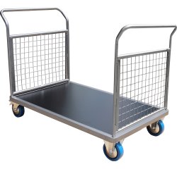 Chariot acier 1200 x 800 mm 2 timons grillagés