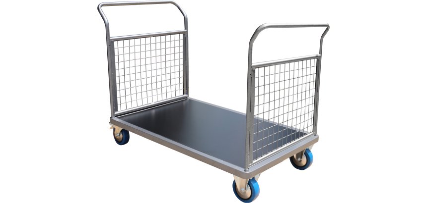 Chariot acier 1200 x 800 mm 2 timons grillagés