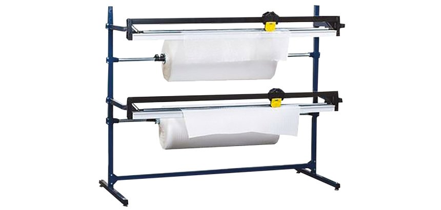 Dérouleur / coupeur pour papier, film à bulle et mousse longueur maxi 1080 mm 2 rouleau