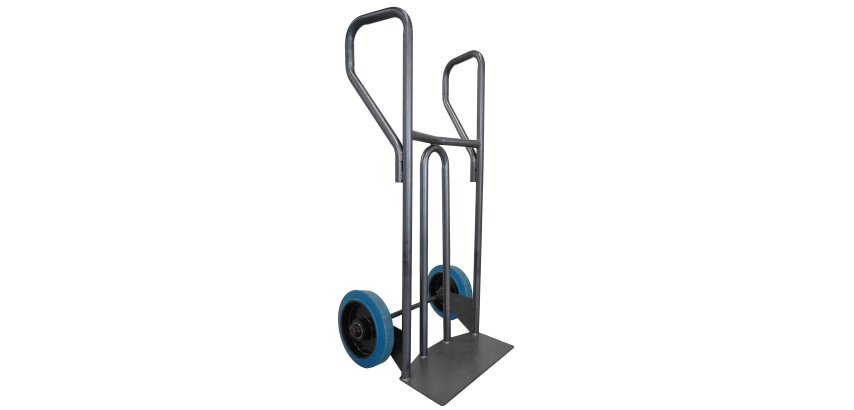 Diable acier tablier incurvé poignée fermée 400 kg roues caoutchouc bleu