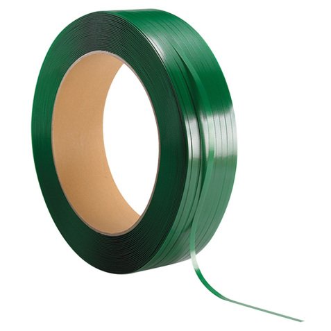 Feuillard polyester PET 15,5x0,7 mm resistance 436 kg VERT, par 1 bobine