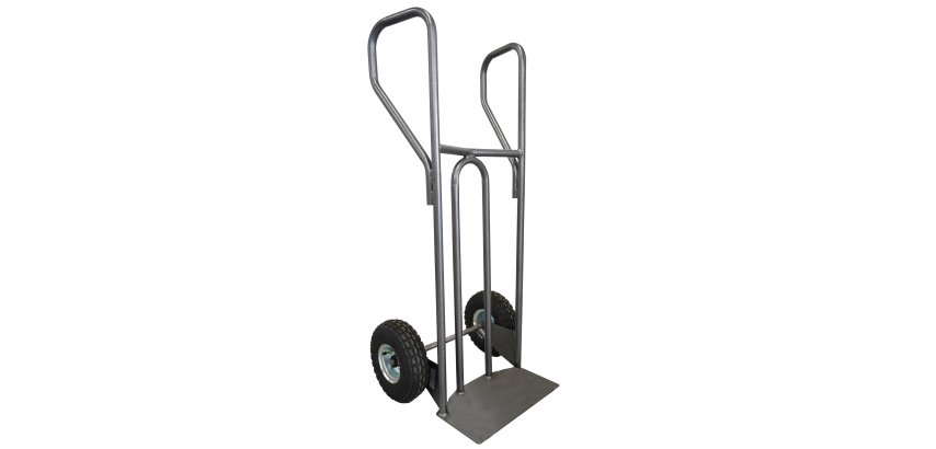 Diable acier tablier incurvé poignée fermée 250 kg roues caoutchouc noir