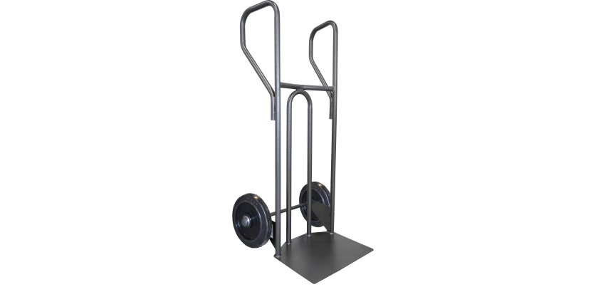 Diable acier tablier incurvé poignée fermée grande pelle 250 kg roues caoutchouc noir