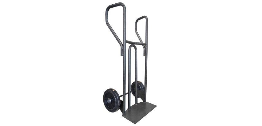 Diable acier tablier incurvé poignée fermée 400 kg roues caoutchouc noir