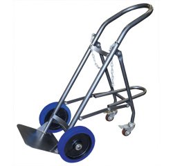 Diable porte 1 bouteille avec béquille escamotable 120 kg roues caoutchouc bleu