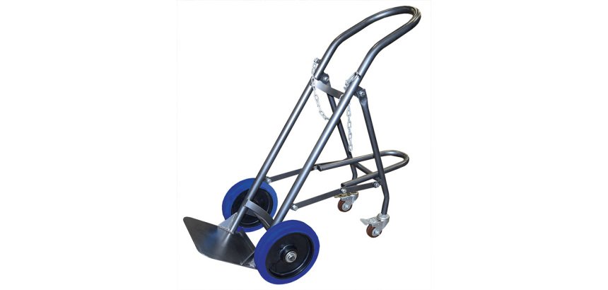 Diable porte 1 bouteille avec béquille escamotable 120 kg roues caoutchouc bleu