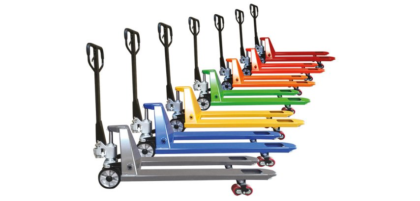 Transpalette manuel premium 2500 kg roues directrices polyamide boggies polyamide
