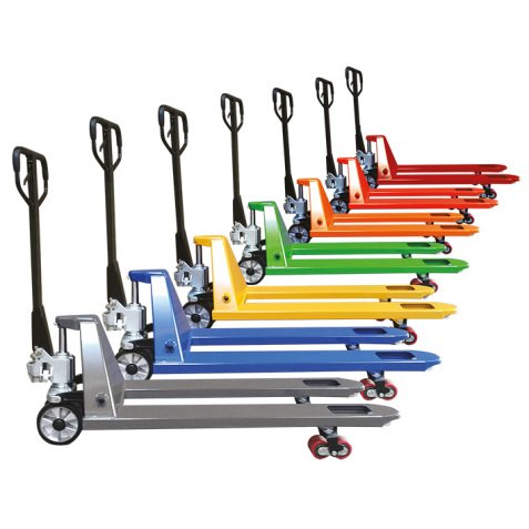 Transpalette manuel premium 2500 kg roues directrices polyamide boggies polyamide