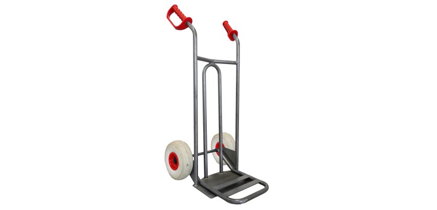 Diable acier tablier incurvé poignée ouverte 250 kg roues roues premium increvables, bavette rabattable