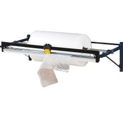 Dérouleur / coupeur pour papier, film à bulle et mousse horizontal longueur maxi rouleau 1550 mm
