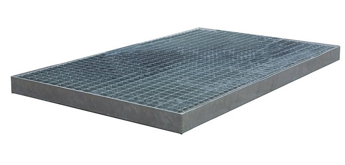 Plancher de rétention galvanisé charge 2000 kg capacité 125 litres