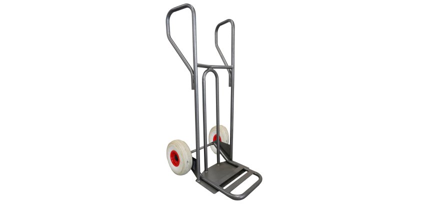 Diable acier tablier incurvé poignée fermée 250 kg roues roues premium increvables, bavette rabattable