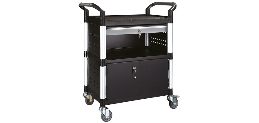 Servante à tiroir 250 kg 3 plateaux / 1 tiroir / 1 coffre