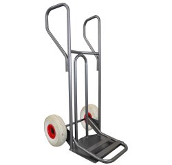 Diable acier incurvé poignée fermée grande pelle et bavette rabattable DVPF1-BR – Capacité 250 kg