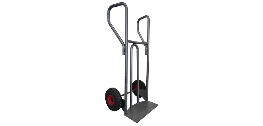 Diable acier tablier incurvé poignée fermée 400 kg roues gonflables