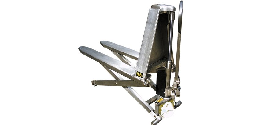 Transpalette manuel haute levée inox 316 1000 kg largeur 680 mm