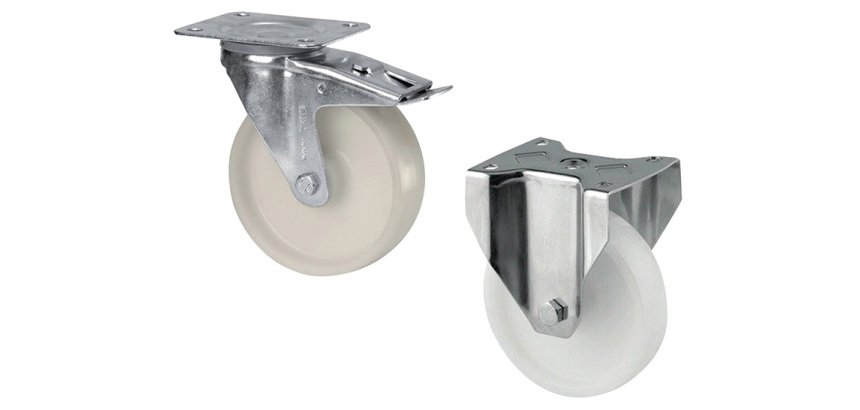 Jeu de roues 2 fixes + 2 pivotantes nylon