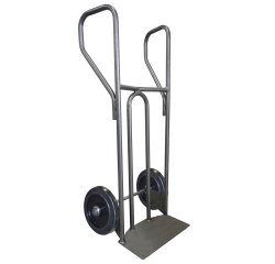 Diable acier tablier incurvé poignée fermée 250 kg roues caoutchouc bleu