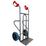 Diable acier droit poignée ouverte chargement vertical et horizontal 250 kg roues caoutchouc bleu