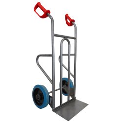 Diable acier droit poignée ouverte chargement vertical et horizontal 250 kg roues caoutchouc bleu