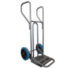 Diable acier incurvé poignée fermée grande pelle et bavette rabattable DVPF1-BR – Capacité 250 kg