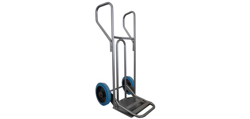 Diable acier incurvé poignée fermée grande pelle et bavette rabattable DVPF1-BR – Capacité 250 kg