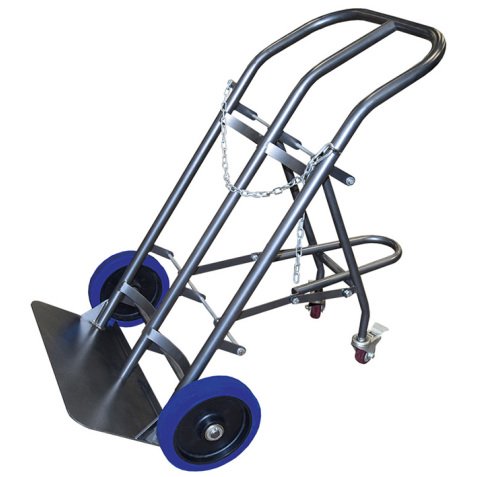 Diable porte 2 bouteilles avec béquille escamotable 200 kg roues caoutchouc noir