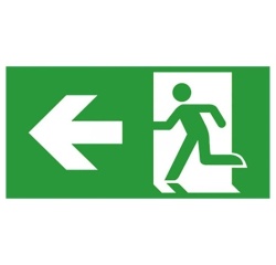 Etiquette de signalisation picto sortie de secours gauche pour bloc autonome BAES