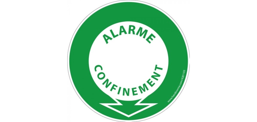 Panneau PPMS – Alarme confinement fléché – Signalétique ronde