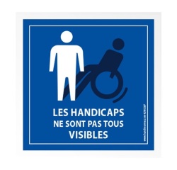 Picto autocollant Handicap invisible pour pare brise - 100 x 100 mm