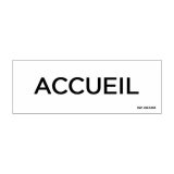 Panneau de signalisation - Pictogramme Accueil - 210 x 75 mm Vinyle Souple Autocollant Blanc