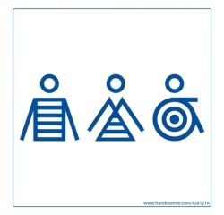 Panneau signalétique Homme+Femme+PMR Marinière - 125 x 125 mm