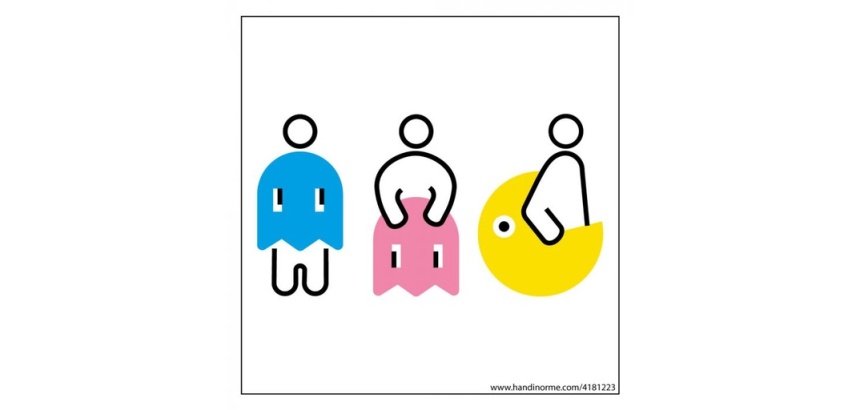 Panneau signalétique Homme+Femme+PMR PacNorm - 125 x 125 mm