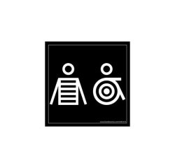 Panneau signalétique Homme+PMR Marinière - 125 x 125 mm - noir