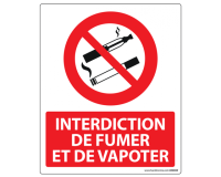 Panneau Interdiction de Fumer et Vapoter  (PVC)