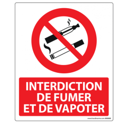 Panneau Interdiction de Fumer et Vapoter  (PVC)