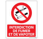 Panneau Interdiction de Fumer et Vapoter  (PVC)