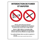 Panneau Interdiction de fumer et vapoter - PVC  ou autocollant  (150 x 210 mm, Vinyle souple autocollant)