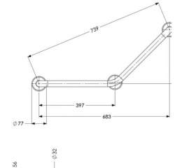 Barre d'appui coudée 135° acier inoxydable 3 points