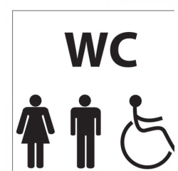 Pictogramme en aluminium brossé WC Homme / Femme / PMR - 15 x 15 cm