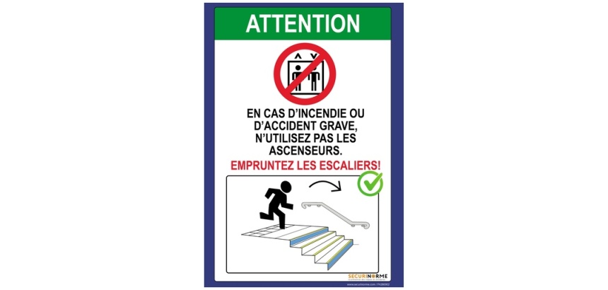 Poster consignes évacuation escaliers A3