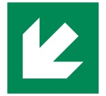 Panneau sginalétique évacuation - Flèche diagonale 125 x 125 mm Vinyle Souple Autocollant