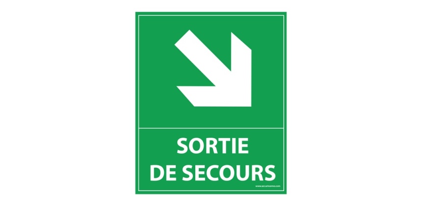 Panneau directionnel - Sortie de secours - E004 - 300x250 mm Vinyle Souple Autocollant